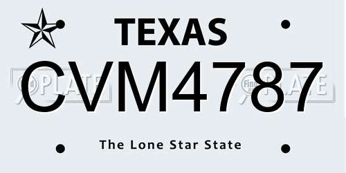 CVM4787 Texas License Plate