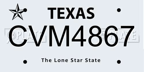 CVM4867 Texas License Plate