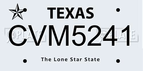 CVM5241 Texas License Plate