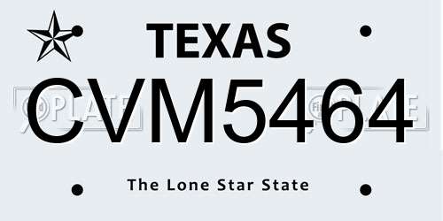 CVM5464 Texas License Plate