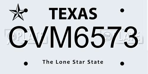 CVM6573 Texas License Plate