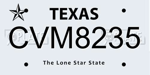 CVM8235 Texas License Plate