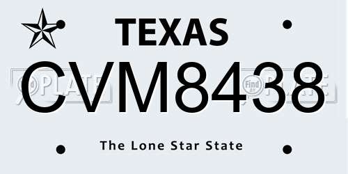 CVM8438 Texas License Plate