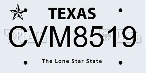 CVM8519 Texas License Plate