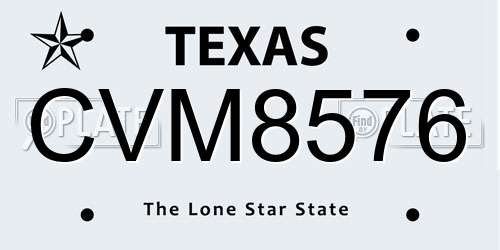 CVM8576 Texas License Plate
