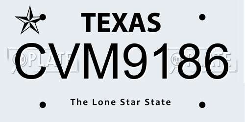 CVM9186 Texas License Plate