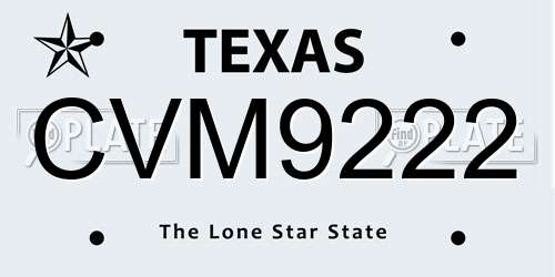 CVM9222 Texas License Plate
