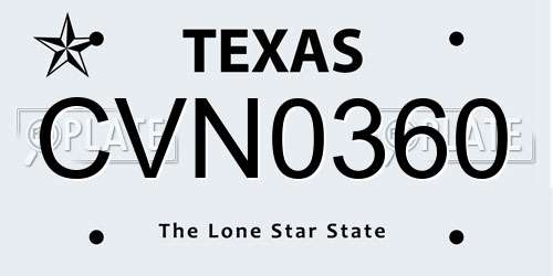 CVN0360 Texas License Plate