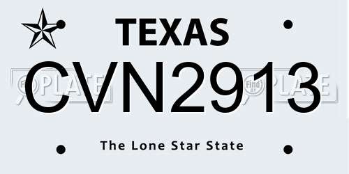 CVN2913 Texas License Plate