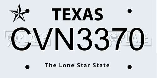 CVN3370 Texas License Plate