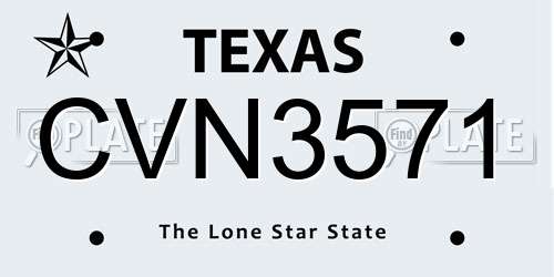 CVN3571 Texas License Plate