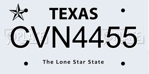 CVN4455 Texas License Plate