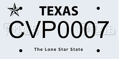 CVP0007 Texas License Plate