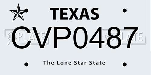 CVP0487 Texas License Plate