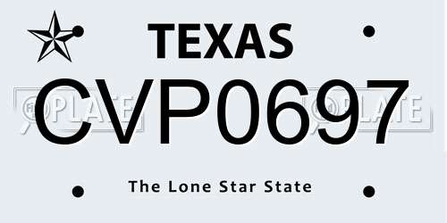 CVP0697 Texas License Plate