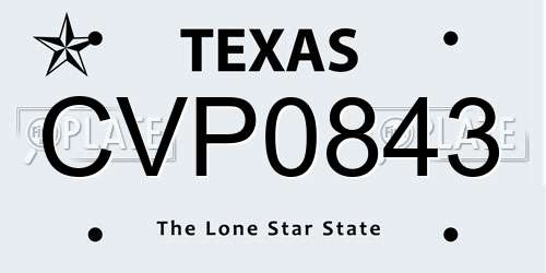 CVP0843 Texas License Plate