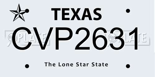 CVP2631 Texas License Plate