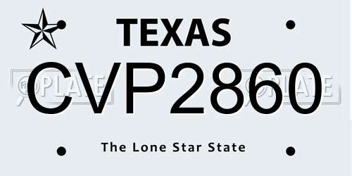 CVP2860 Texas License Plate