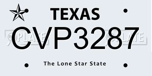 CVP3287 Texas License Plate