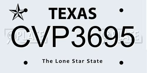 CVP3695 Texas License Plate