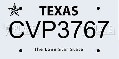 CVP3767 Texas License Plate