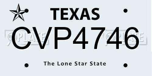 CVP4746 Texas License Plate