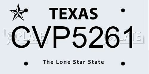 CVP5261 Texas License Plate