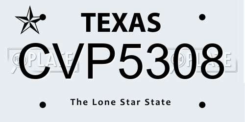 CVP5308 Texas License Plate