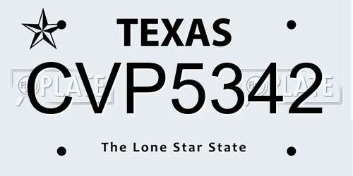 CVP5342 Texas License Plate