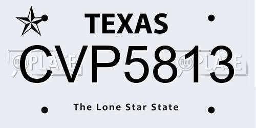 CVP5813 Texas License Plate
