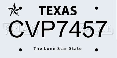 CVP7457 Texas License Plate