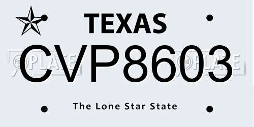 CVP8603 Texas License Plate