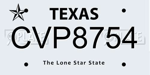 CVP8754 Texas License Plate