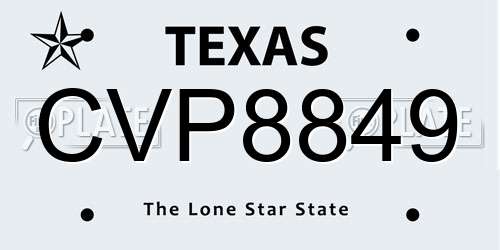 CVP8849 Texas License Plate