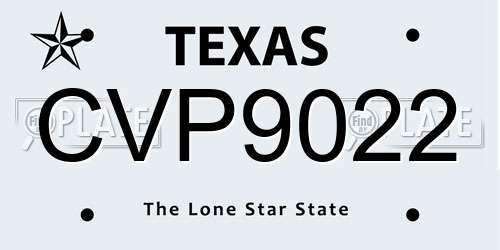 CVP9022 Texas License Plate