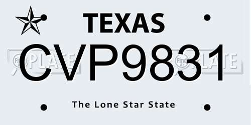 CVP9831 Texas License Plate