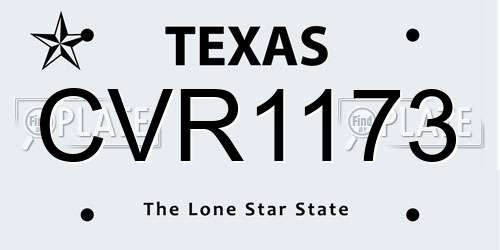 CVR1173 Texas License Plate