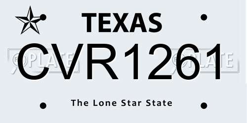 CVR1261 Texas License Plate