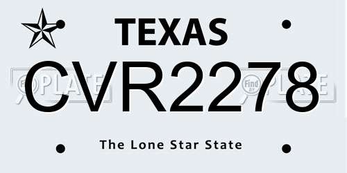 CVR2278 Texas License Plate