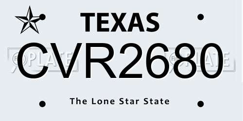 CVR2680 Texas License Plate