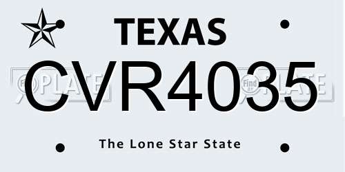 CVR4035 Texas License Plate