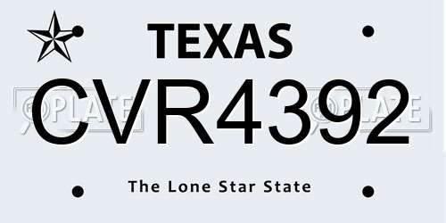 CVR4392 Texas License Plate