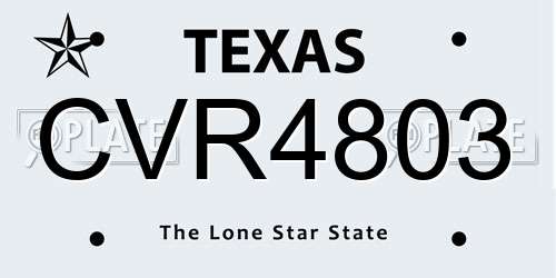 CVR4803 Texas License Plate