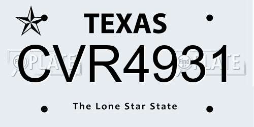 CVR4931 Texas License Plate