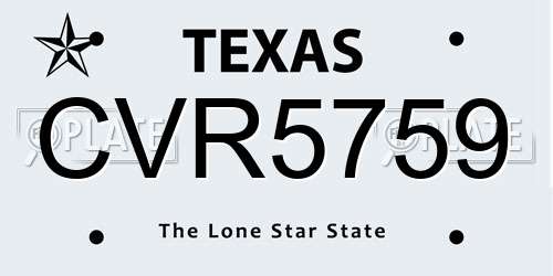 CVR5759 Texas License Plate