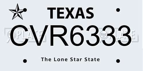 CVR6333 Texas License Plate