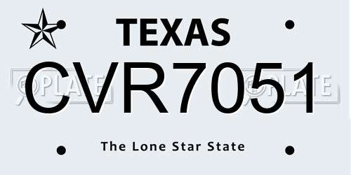 CVR7051 Texas License Plate