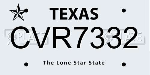 CVR7332 Texas License Plate