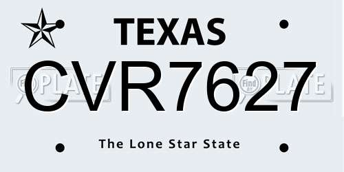 CVR7627 Texas License Plate