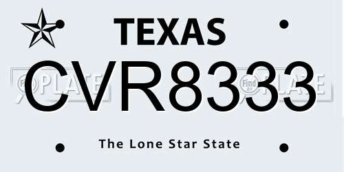 CVR8333 Texas License Plate